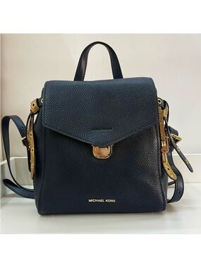 MICHAEL KORS Navy Blue Backpack Merritt Rhea Hudson Charm Shoulder Bag